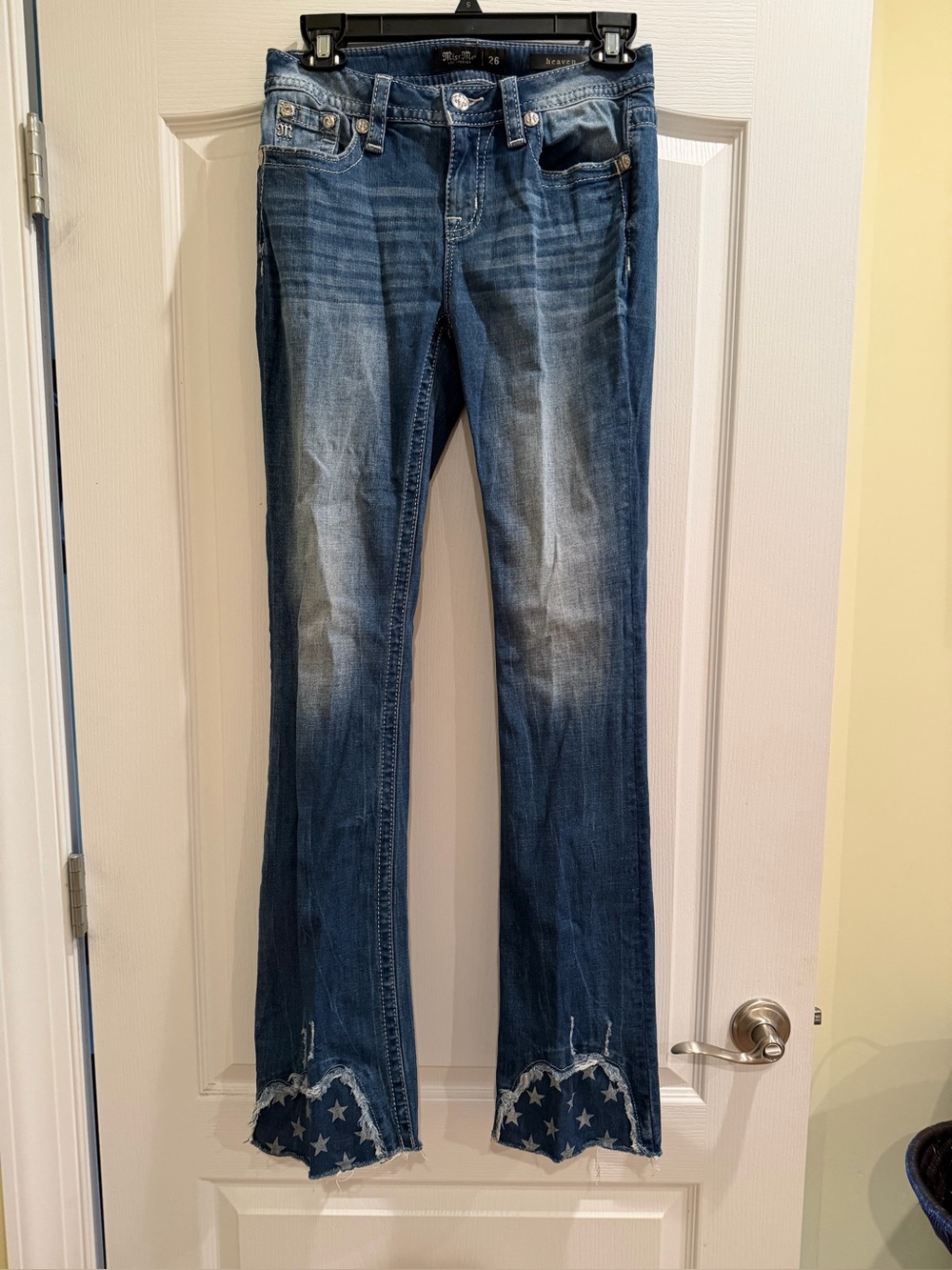 Miss Me Vintage Women's Blue Jeans with Star Hem
